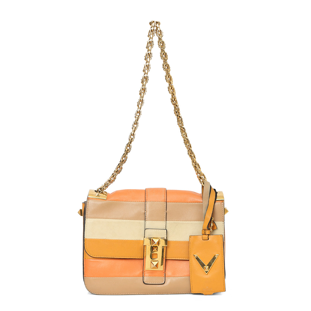 Multicolor Striped B-Rockstud Flap Bag One Size