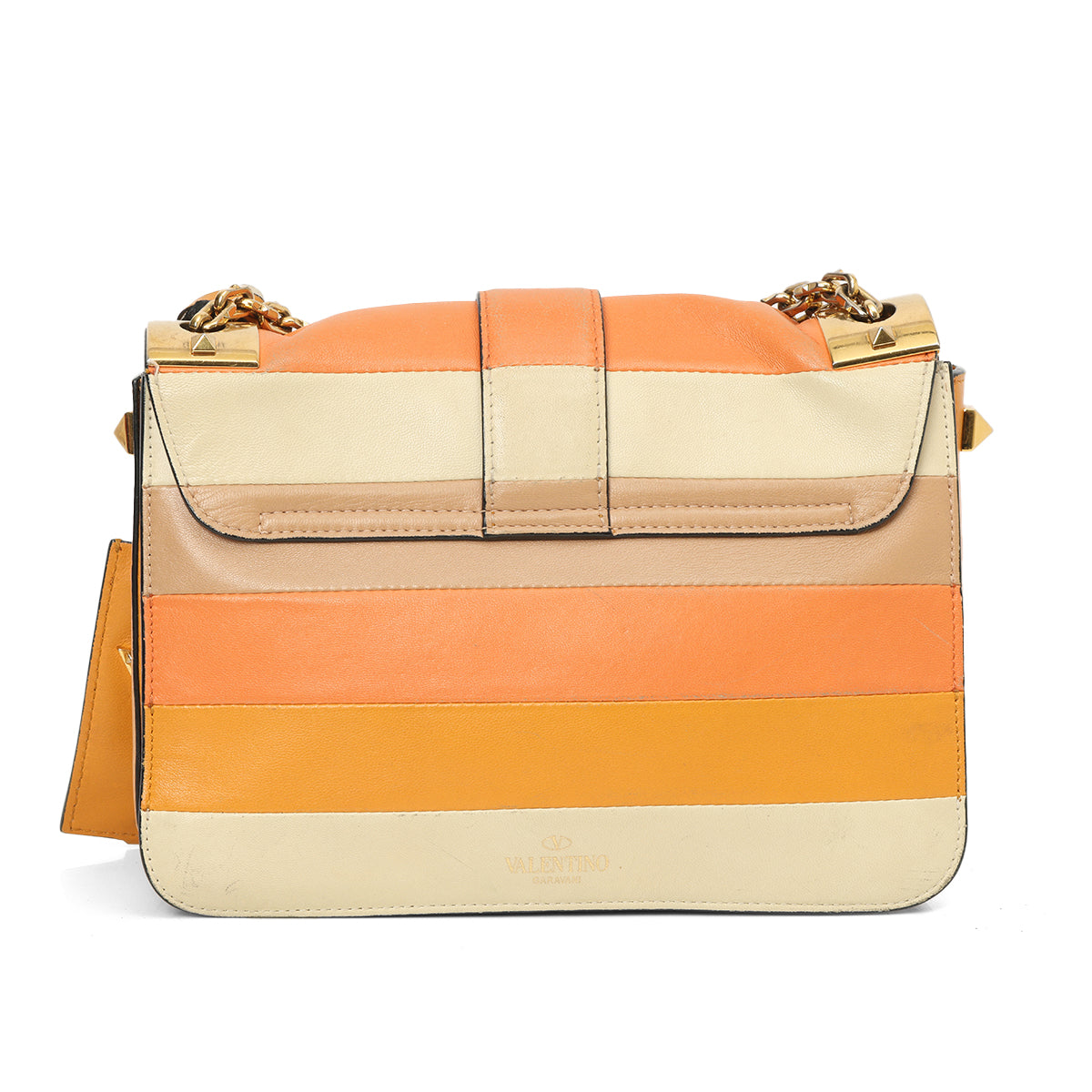 Multicolor Striped B-Rockstud Flap Bag One Size
