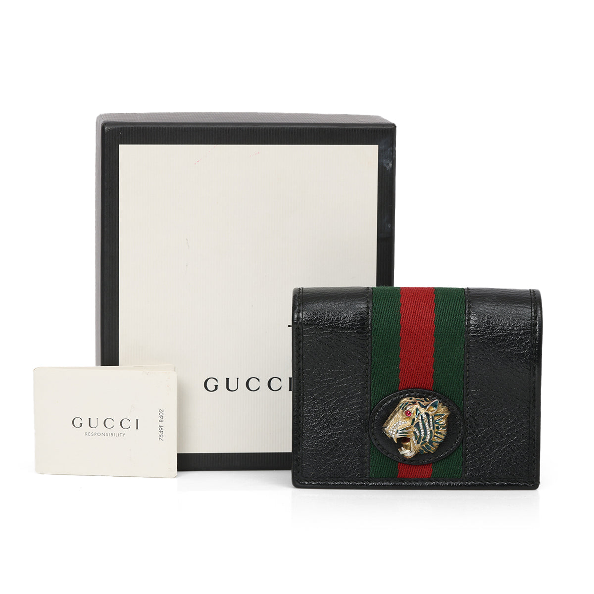 Rajah Black Card Case Web Accent Wallet One Size