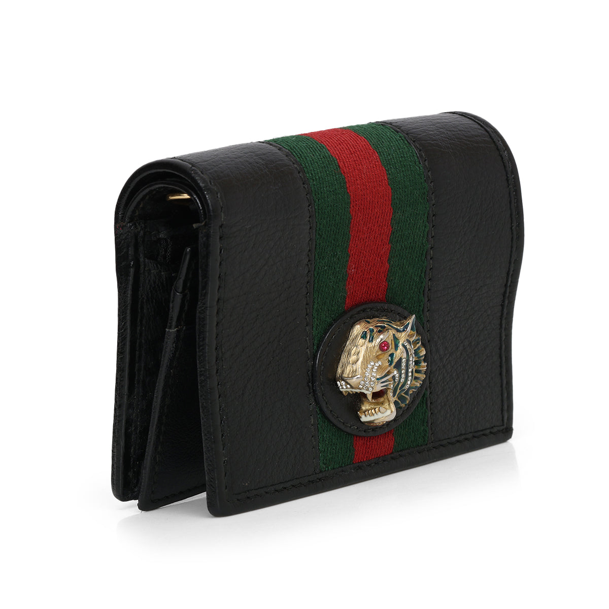 Rajah Black Card Case Web Accent Wallet One Size