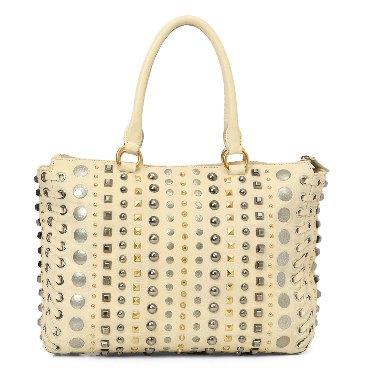 Studded Leather 2-Way Handbag One Size