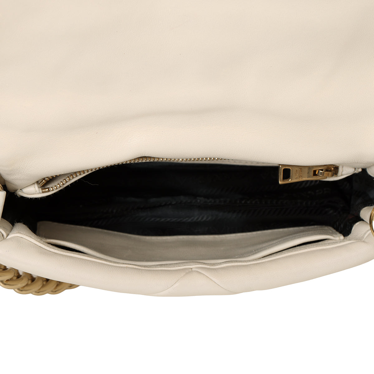 White Nappa Patchwork Quilted Leather Small System Flap Bag One Size
