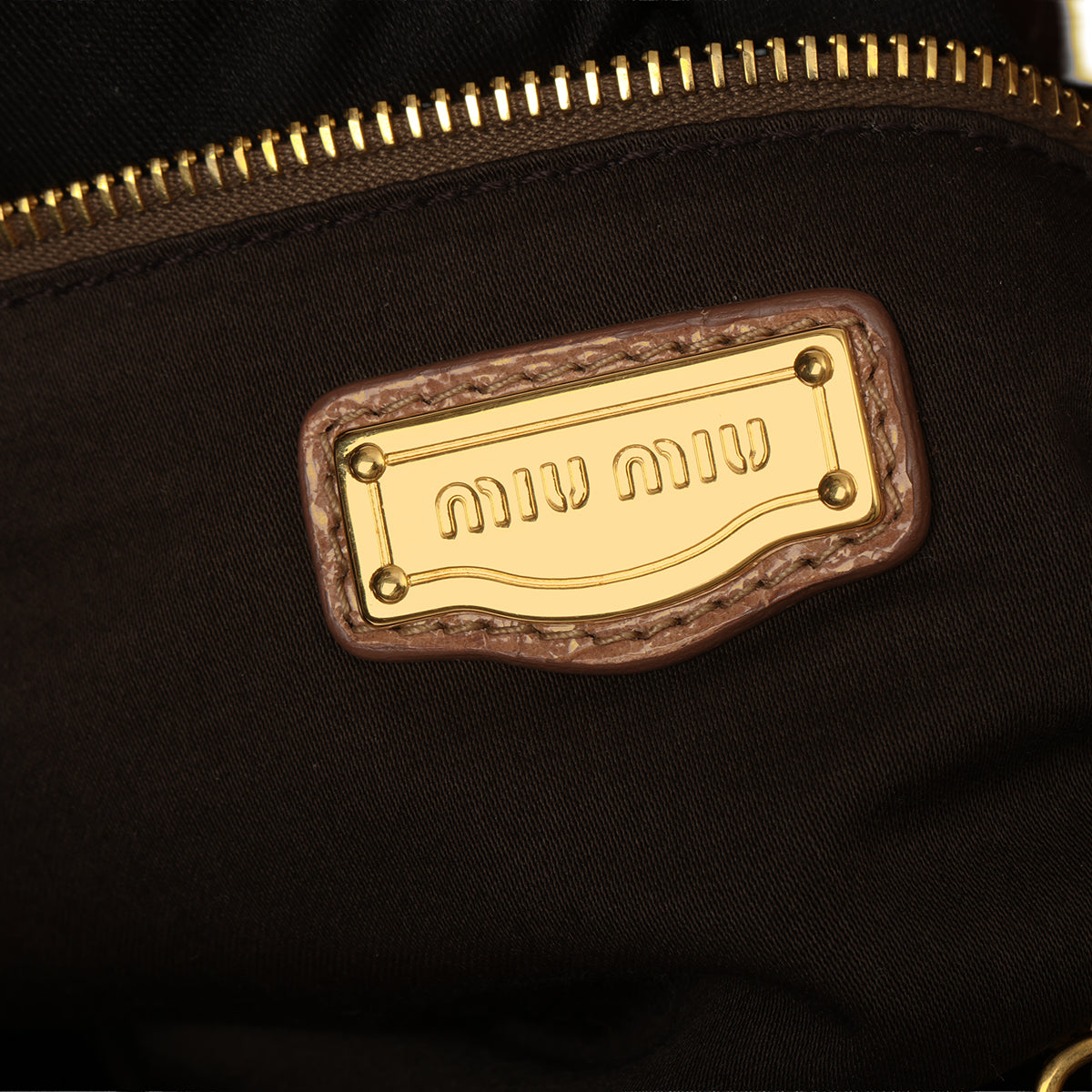 Calfskin Crocodile Embossed Leather Tan Shoulder Bag