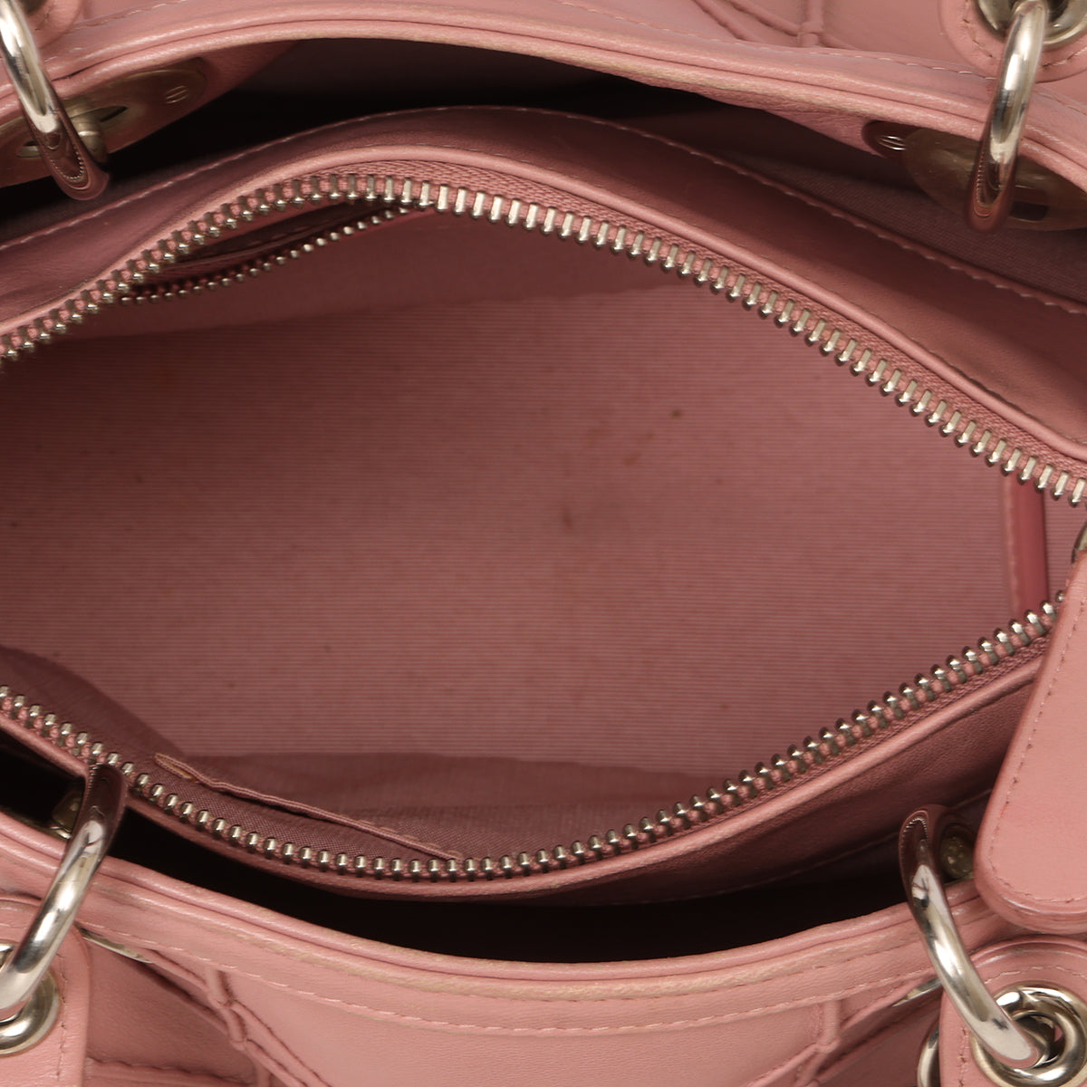 Cannage Quilted Lambskin Leather Granville Polochon Pink Small Bag
