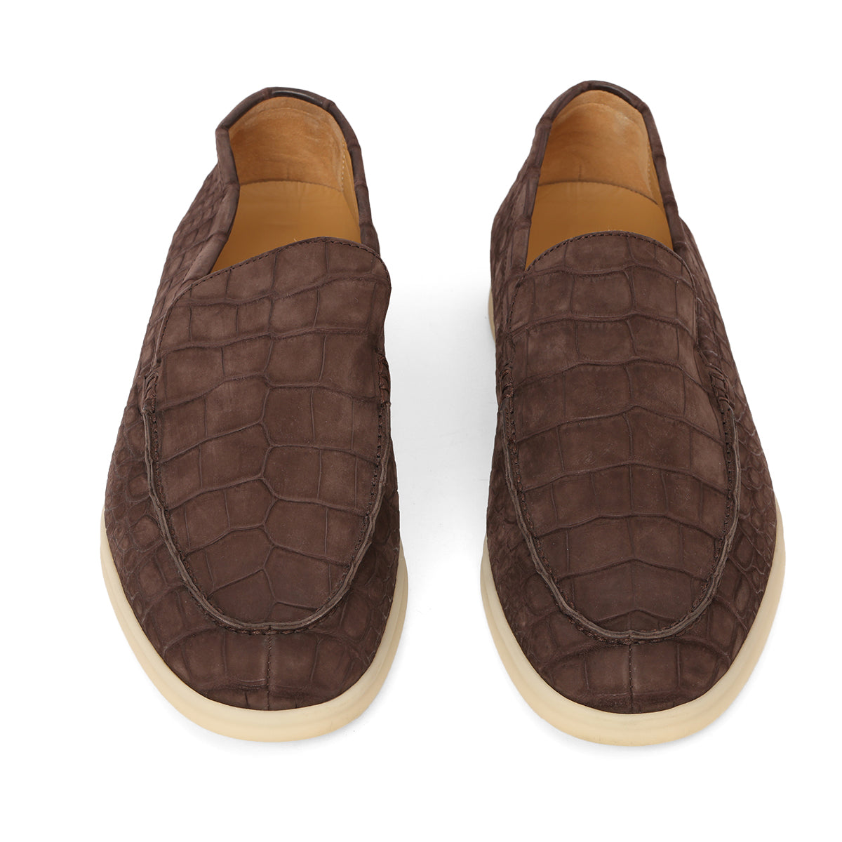 Brown Alligator Suede Summer Walk Loafers EU 42.5 US 9.5