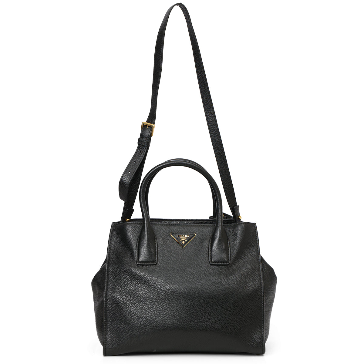 Black Pebbled Leather Open Tote