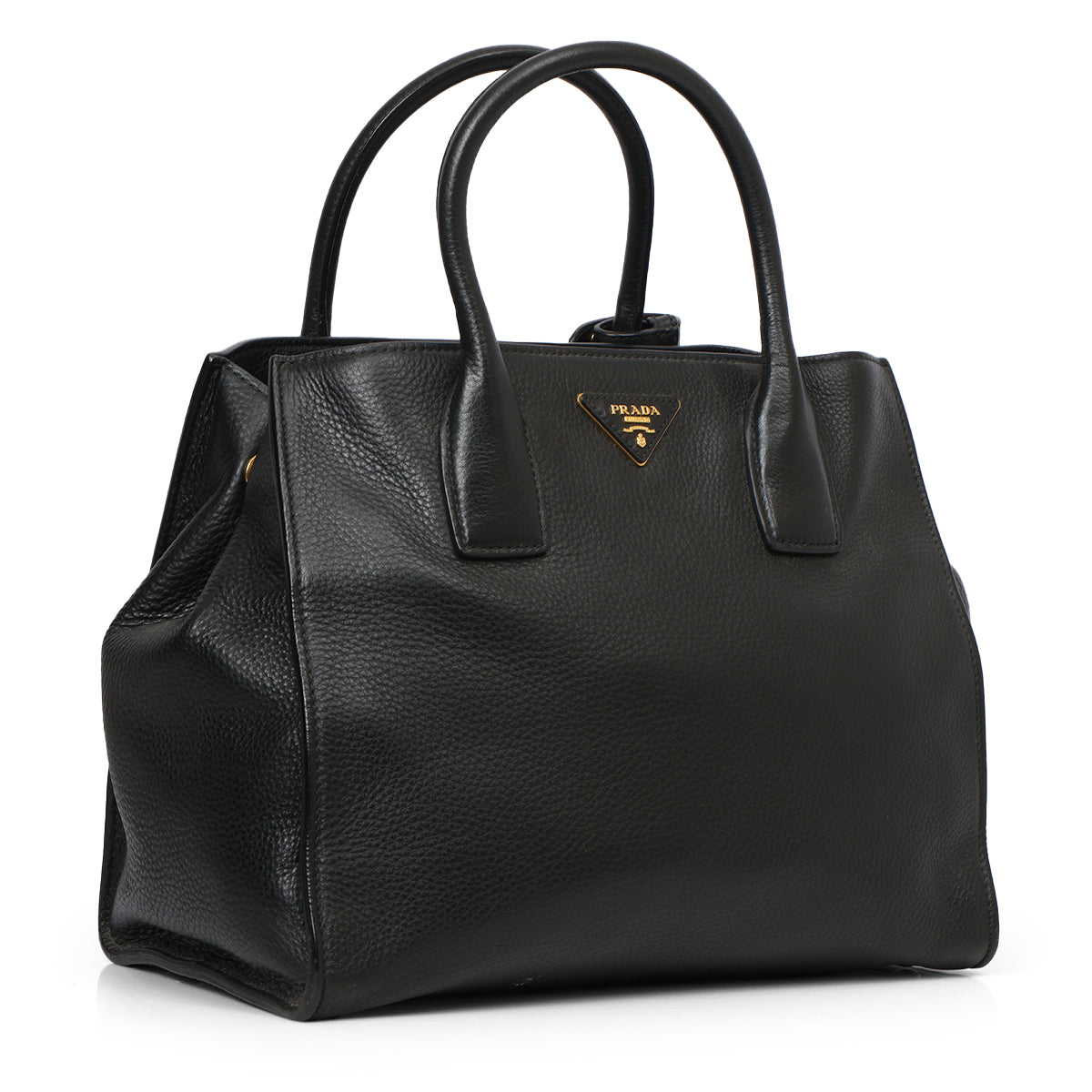 Black Pebbled Leather Open Tote