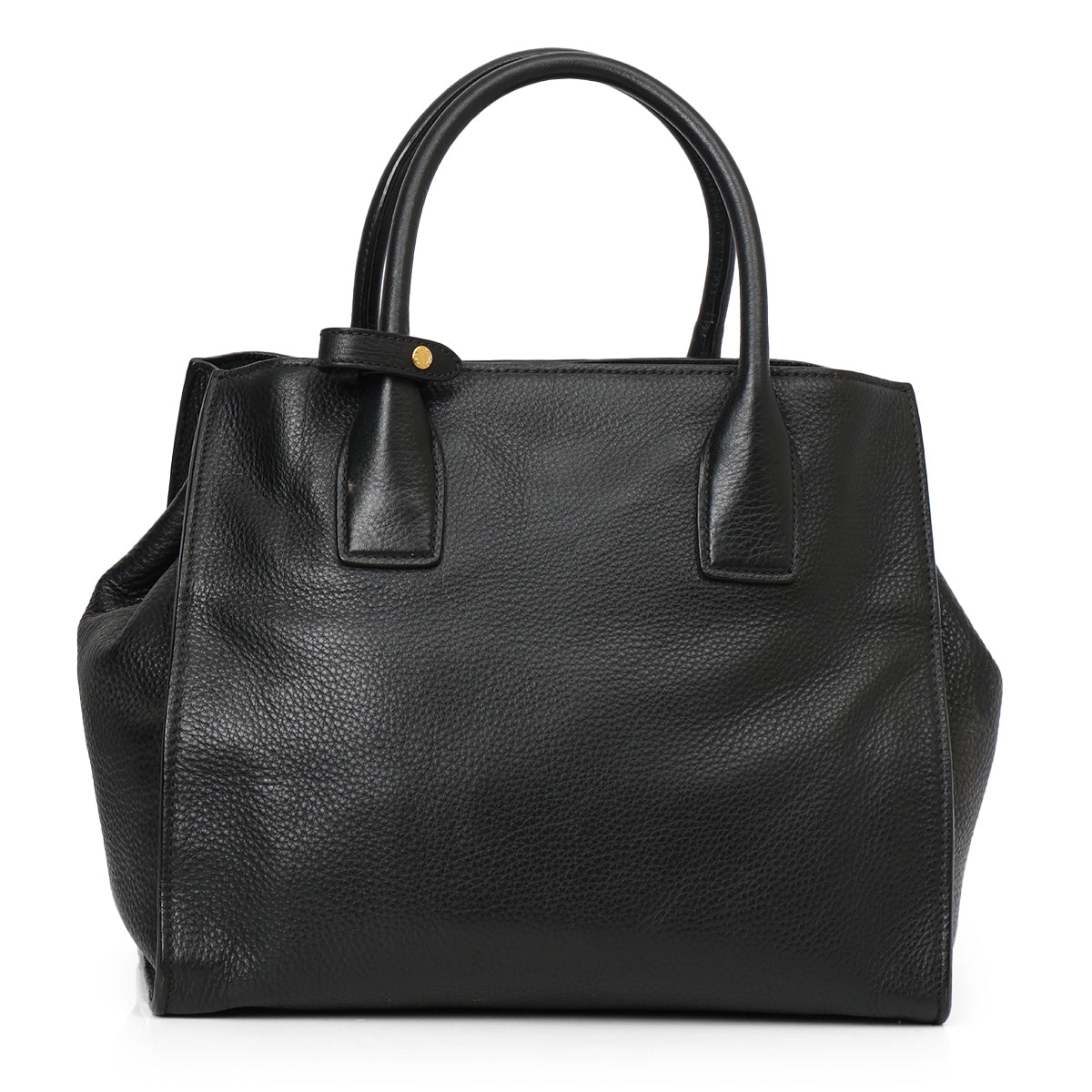 Black Pebbled Leather Open Tote