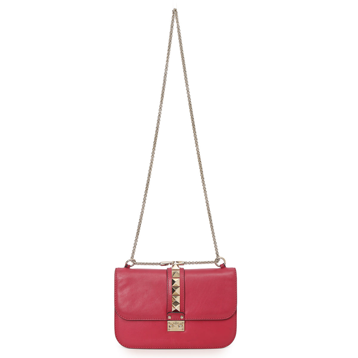 Medium Glam Lock Rasberry Pink Rockstud Shoulder Bag