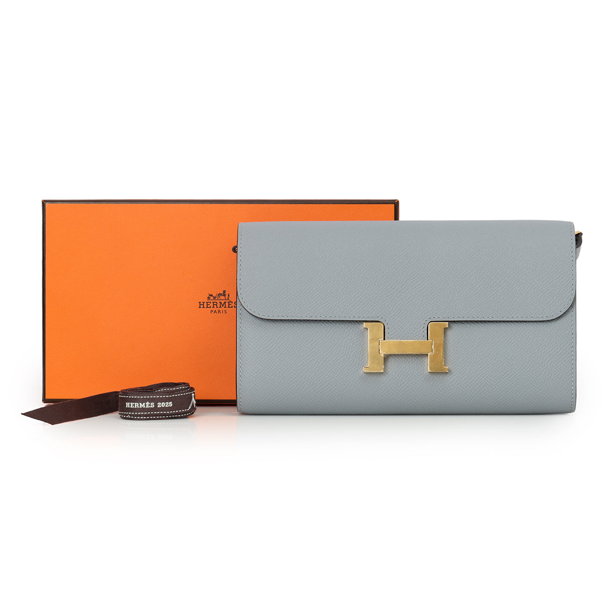 Veau Epsom Gris Pantin Constance To Go Wallet With Gold Hardware