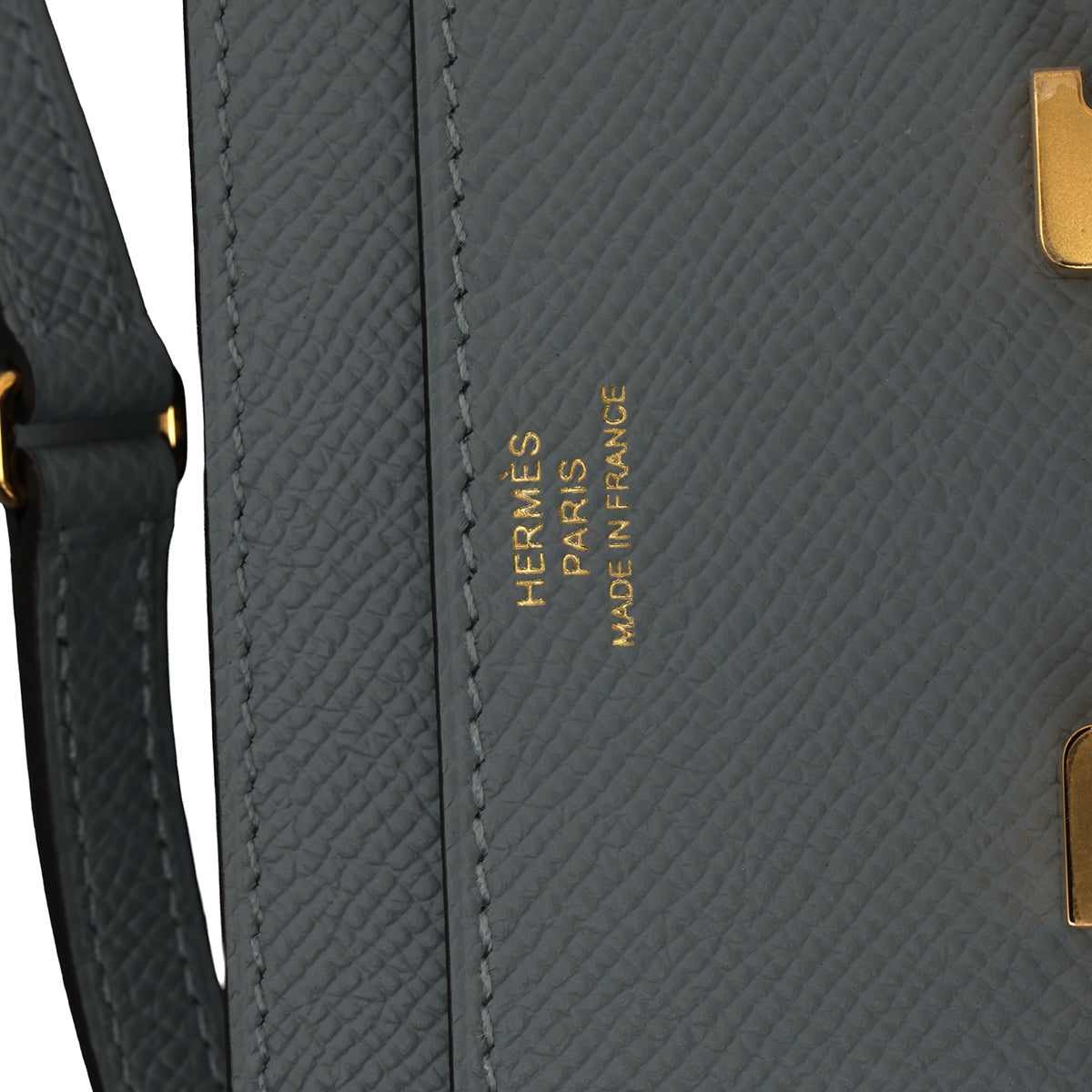 Veau Epsom Gris Pantin Constance To Go Wallet With Gold Hardware