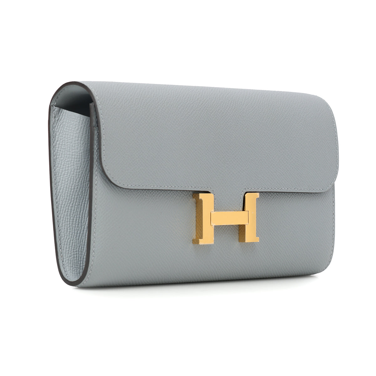 Veau Epsom Gris Pantin Constance To Go Wallet With Gold Hardware