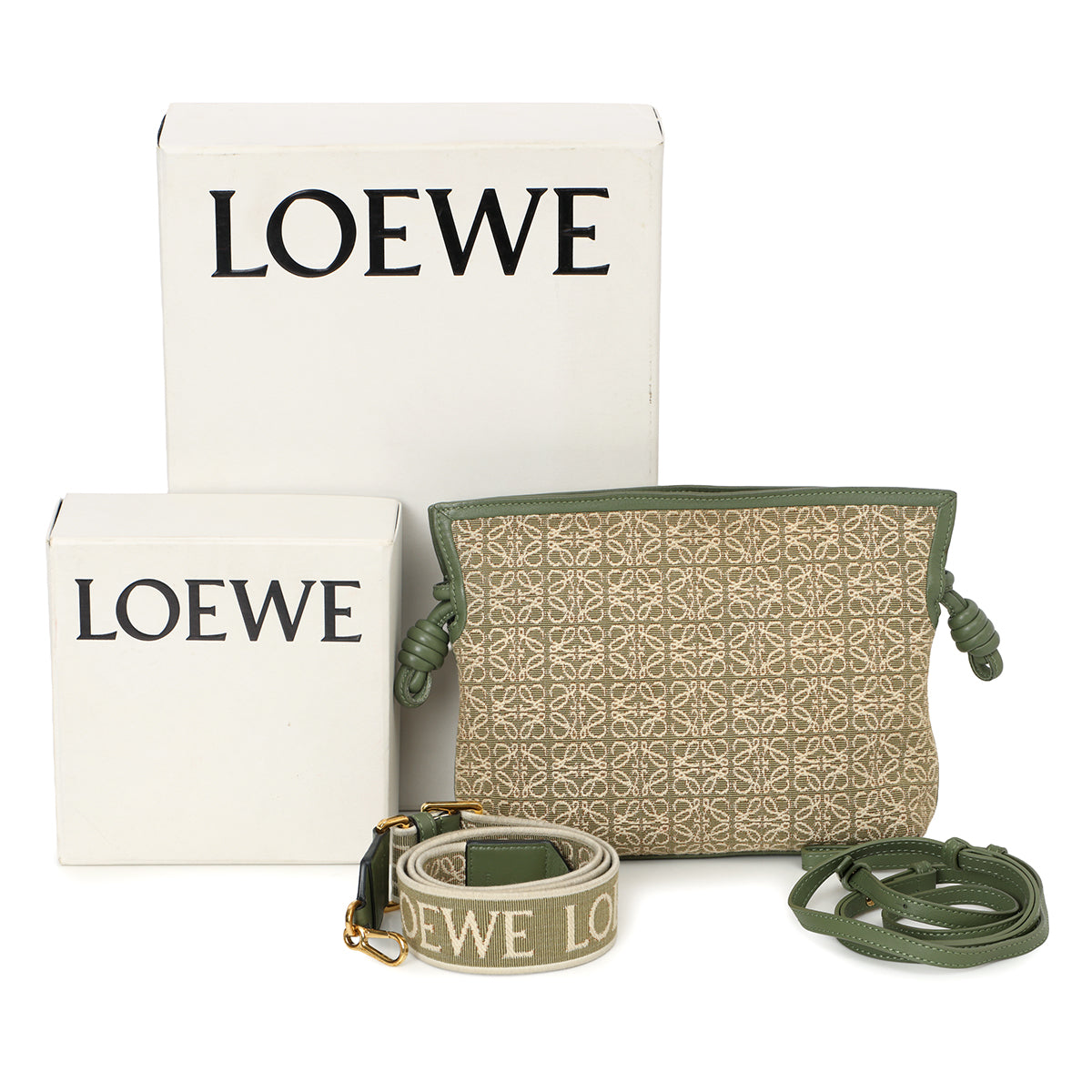 Flamenco Light Green Mini Leather Trimmed Canvas Jacquard Clutch