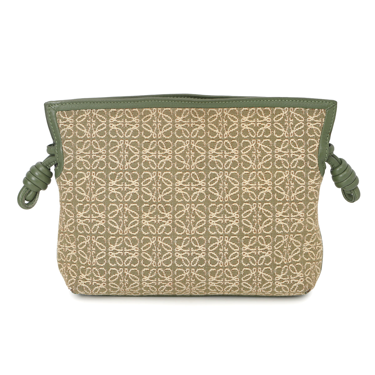 Flamenco Light Green Mini Leather Trimmed Canvas Jacquard Clutch