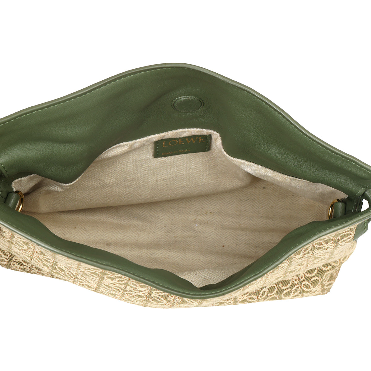 Flamenco Light Green Mini Leather Trimmed Canvas Jacquard Clutch
