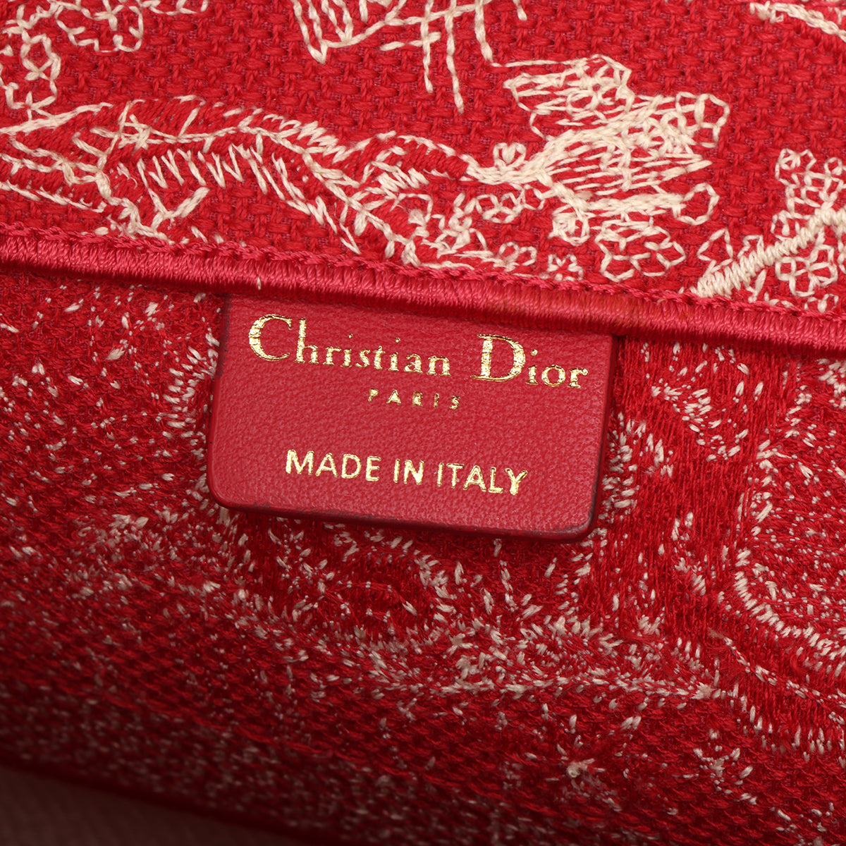 Fuchsia/Ecru Embroidery Canvas Toile De Jouy Medium Book Tote