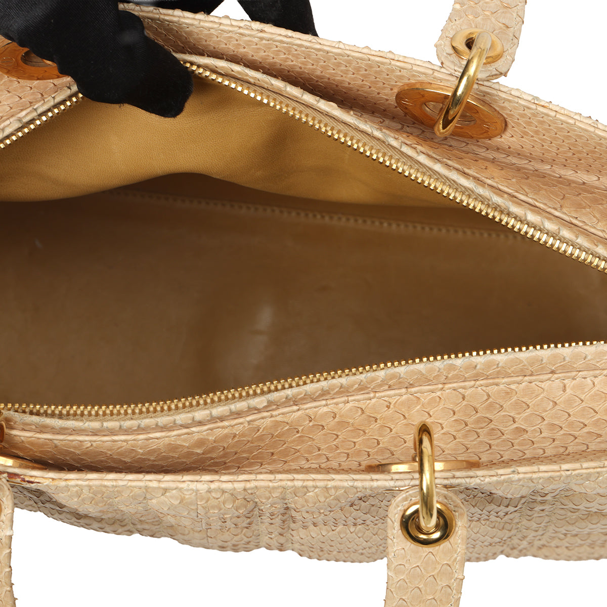 Beige Python Large Lady Dior Bag