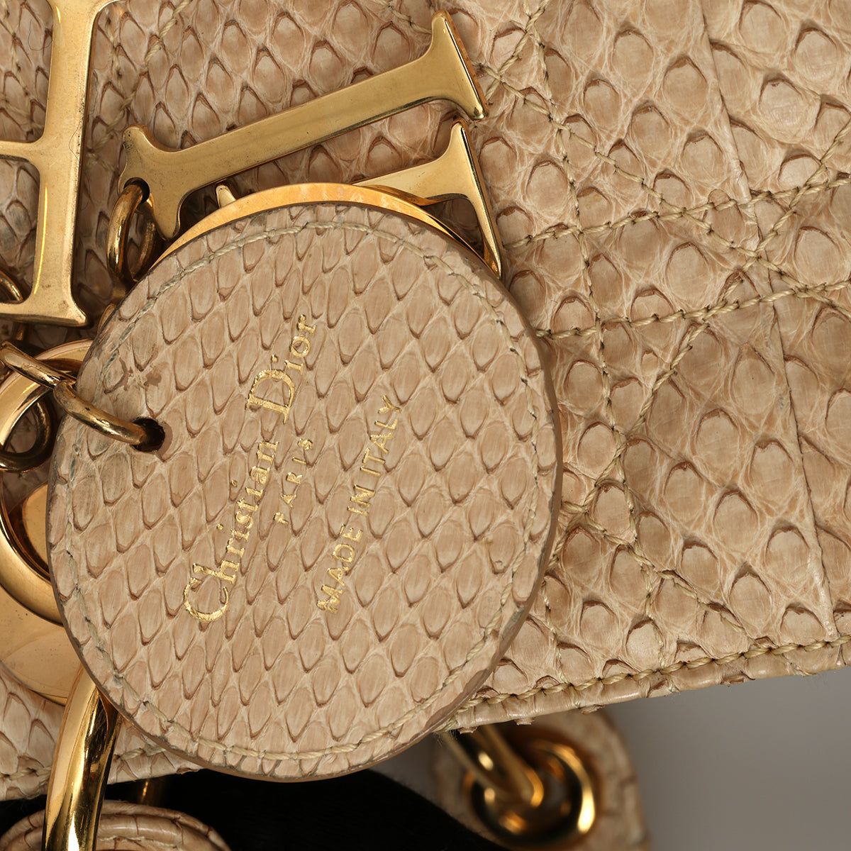 Beige Python Large Lady Dior Bag