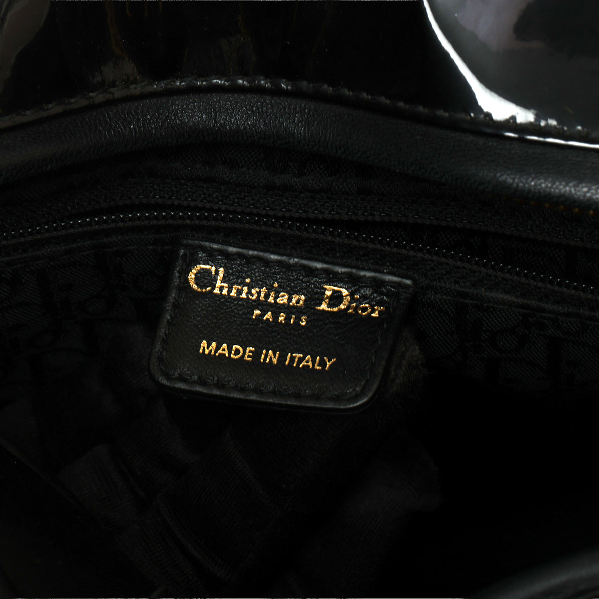 Black Cannage Lady Dior Patent Leather Large Bag
