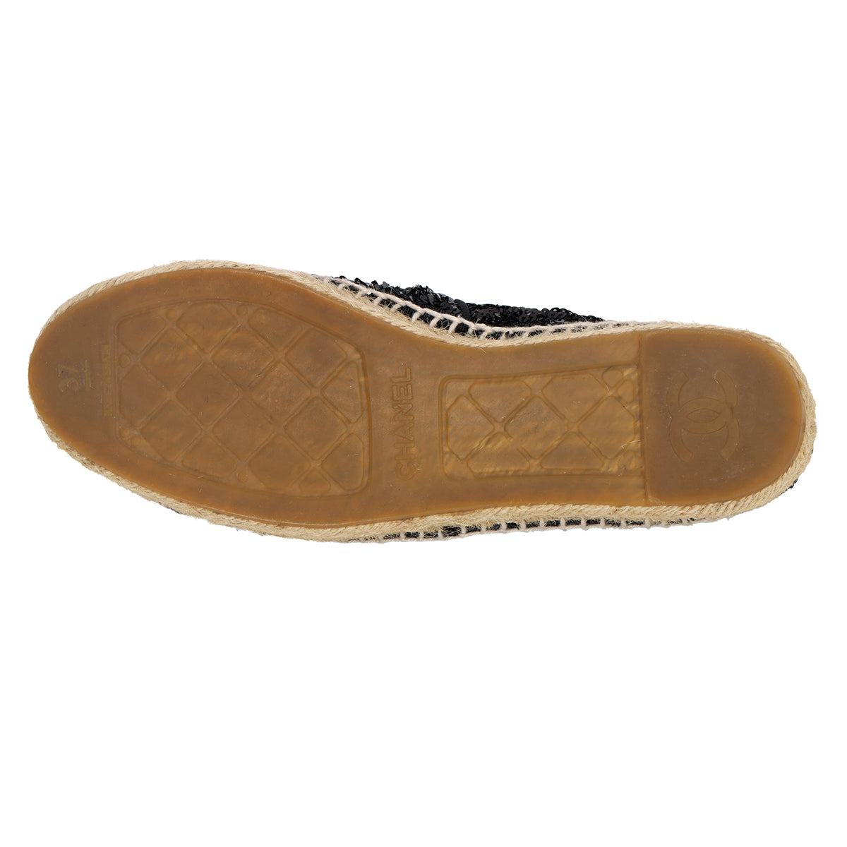 Black Sequin And Patent Leather Espadrilles- 37