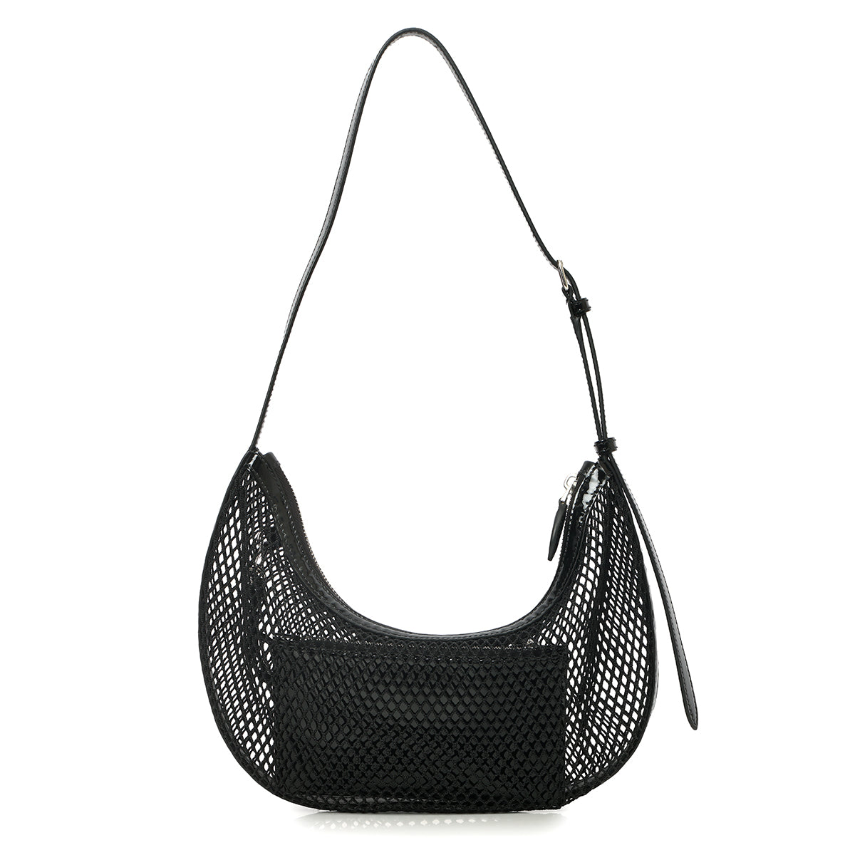 Demi Lune Bag In Fishnet Black Shoulder Bag