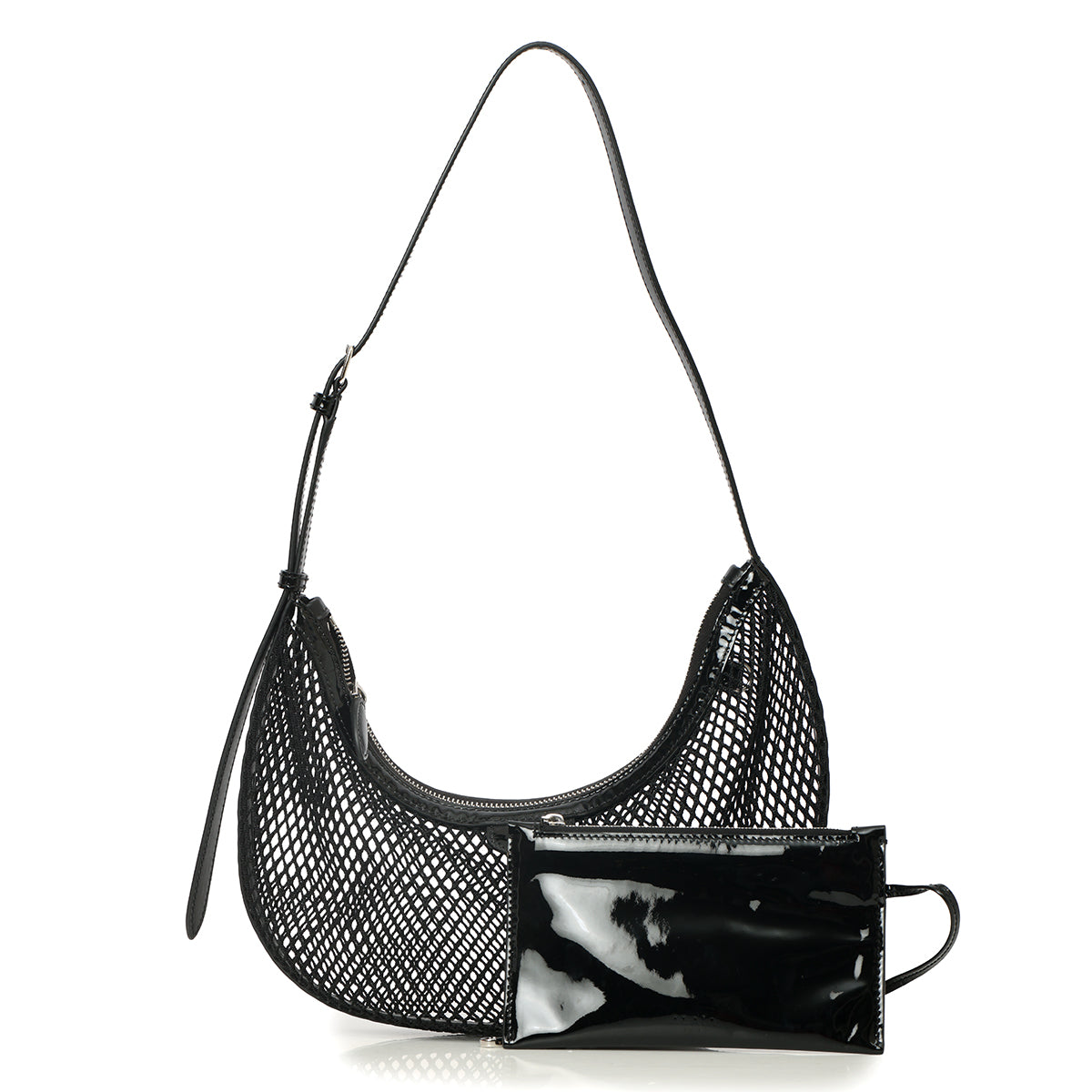 Demi Lune Bag In Fishnet Black Shoulder Bag
