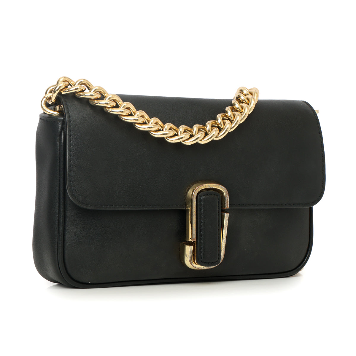 The J Marc Black Shoulder Bag with Detachable Strap- One Size