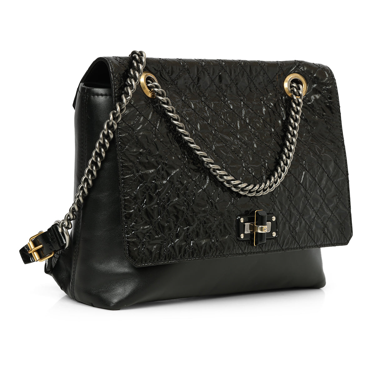 Black Half Patent Leather Shoulder Bag