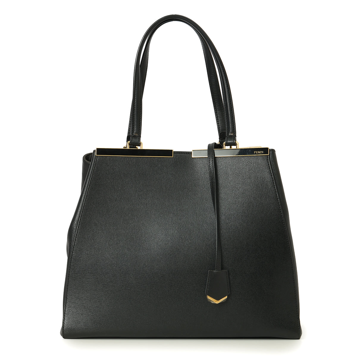 2 Jours Black Leather Tote Bag