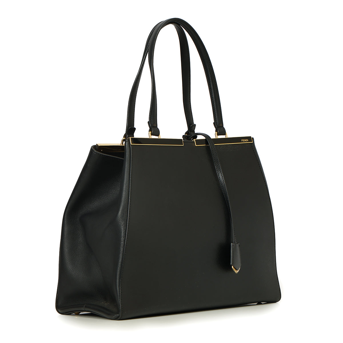 2 Jours Black Leather Tote Bag