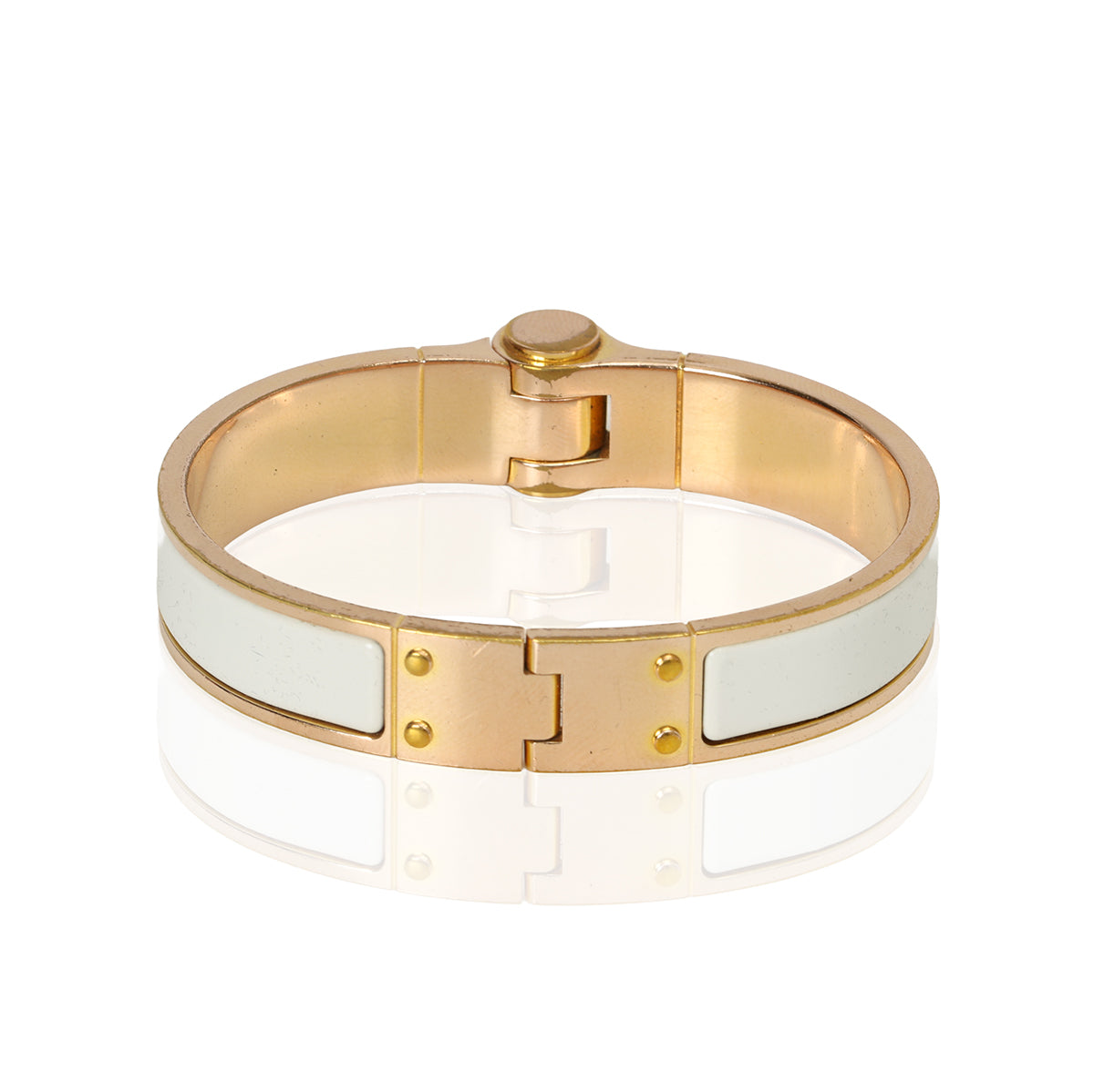 Narrow Hinged Blanc Enamel Bracelet S 16 cms