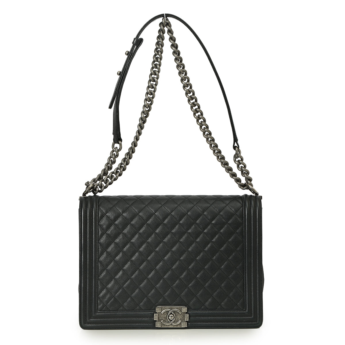 Boy Large Black Caviar Leather Shoulder Bag