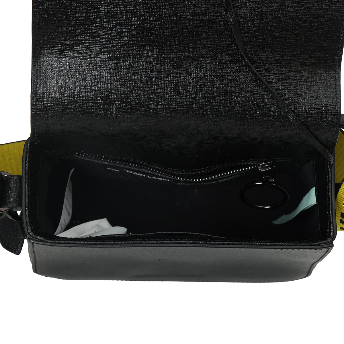 Black & White Leather Diagonal Binder Clip Crossbody Bag