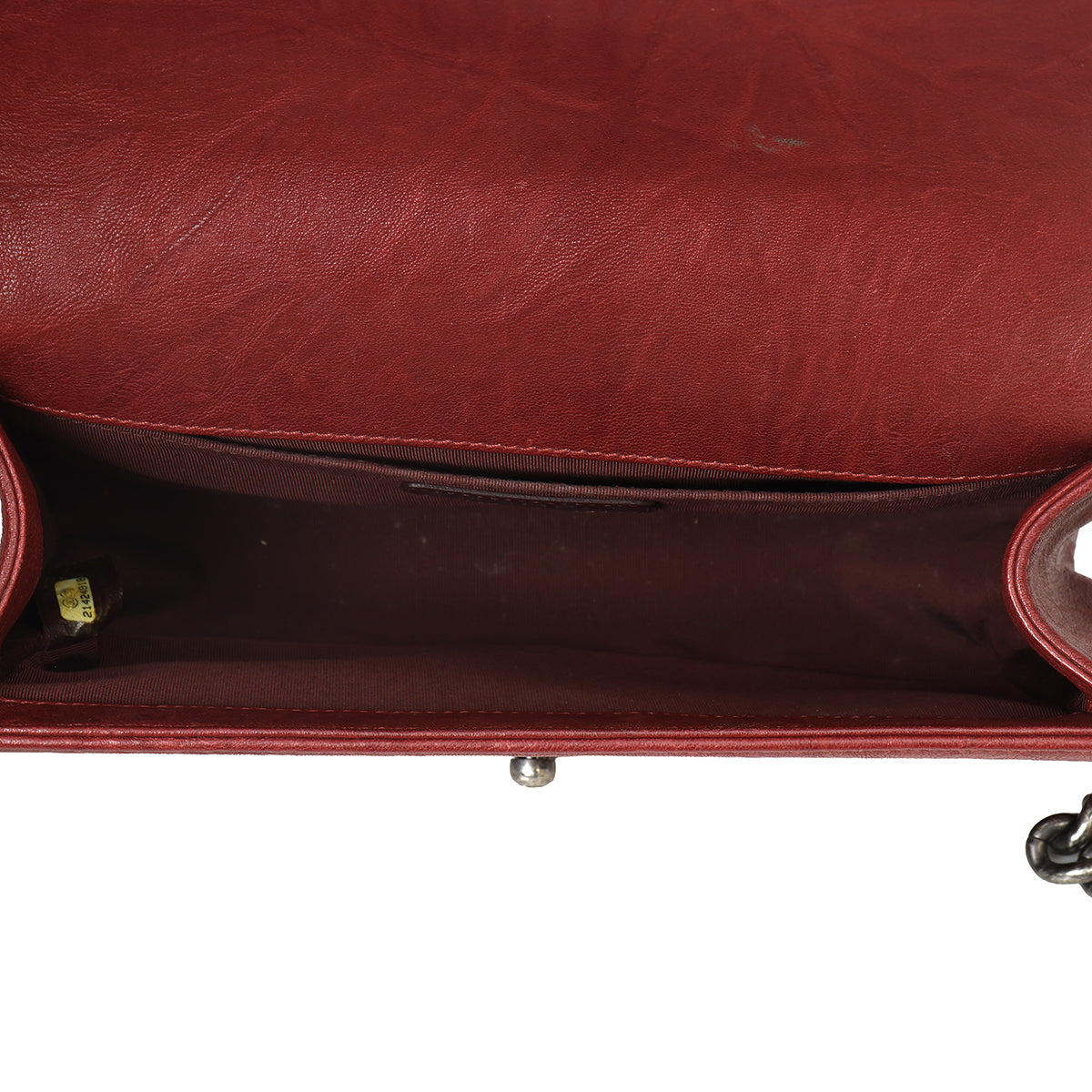 Maroon Medium Studded Distressed Leather Boy Bag