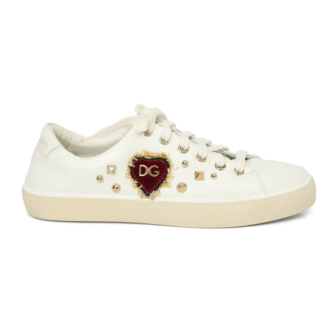 White Embellished Sneakers - 37