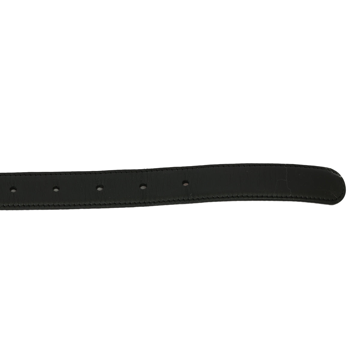 Slim Black Leather Logo Buckle Belt Size: 80