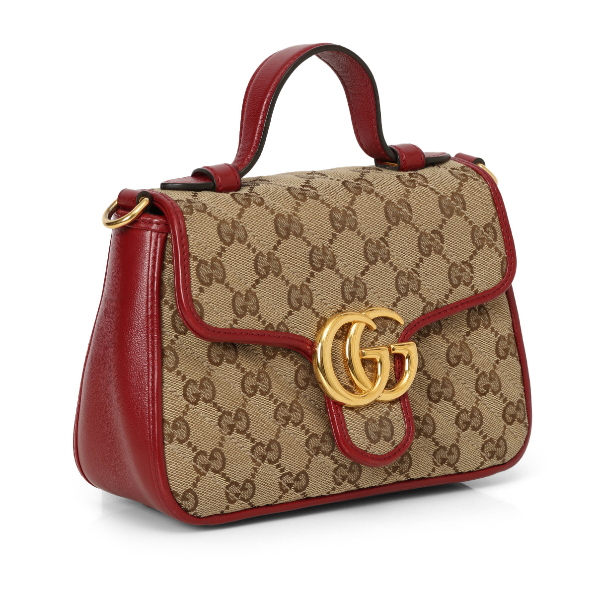 Brown Mini GG Marmont Canvas Satchel Marrone Rosso Beige
