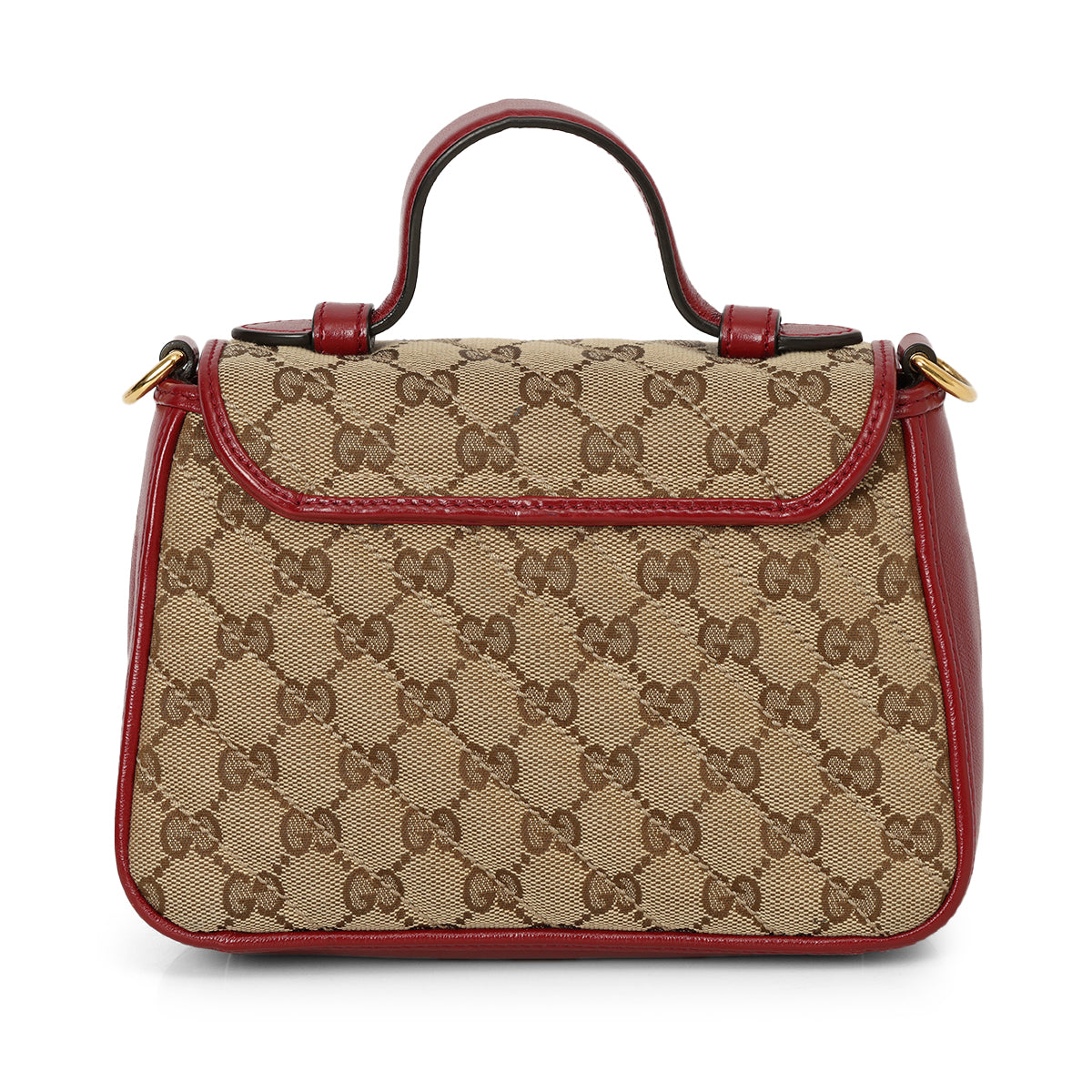 Brown Mini GG Marmont Canvas Satchel Marrone Rosso Beige