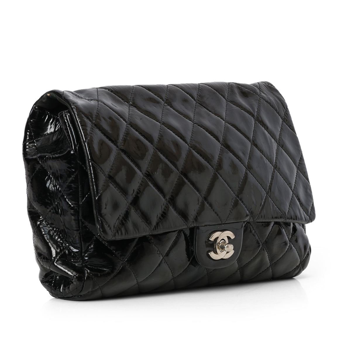 Classic Medium Single Flap Patent Leather Shoulder Bag