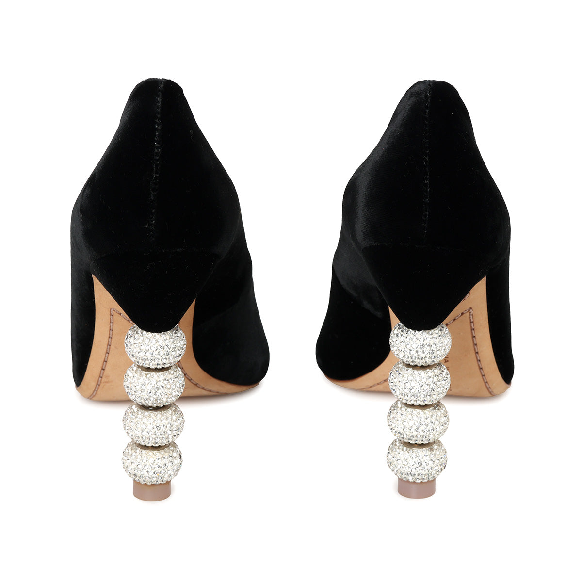 Black Coco Crystal Major Velvet Pumps- 37