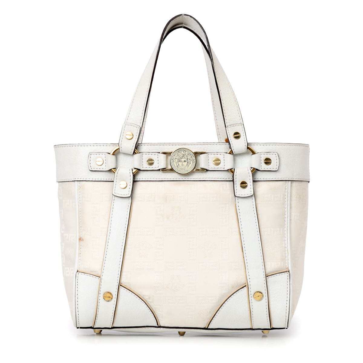 White Leather Tote Shoulder Bag