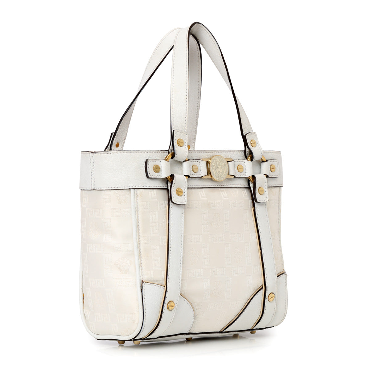 White Leather Tote Shoulder Bag