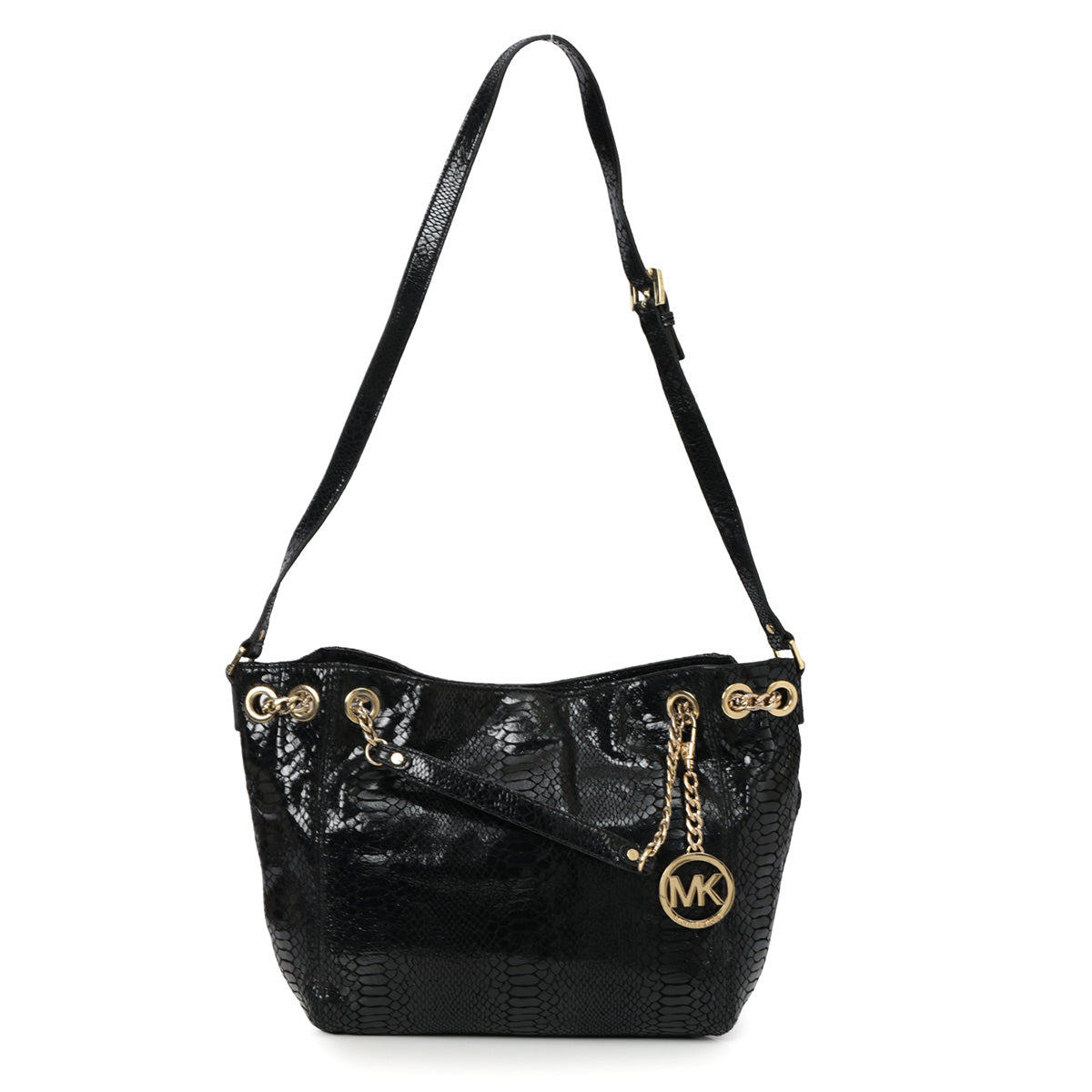 Black Python Embossed Tote Bag