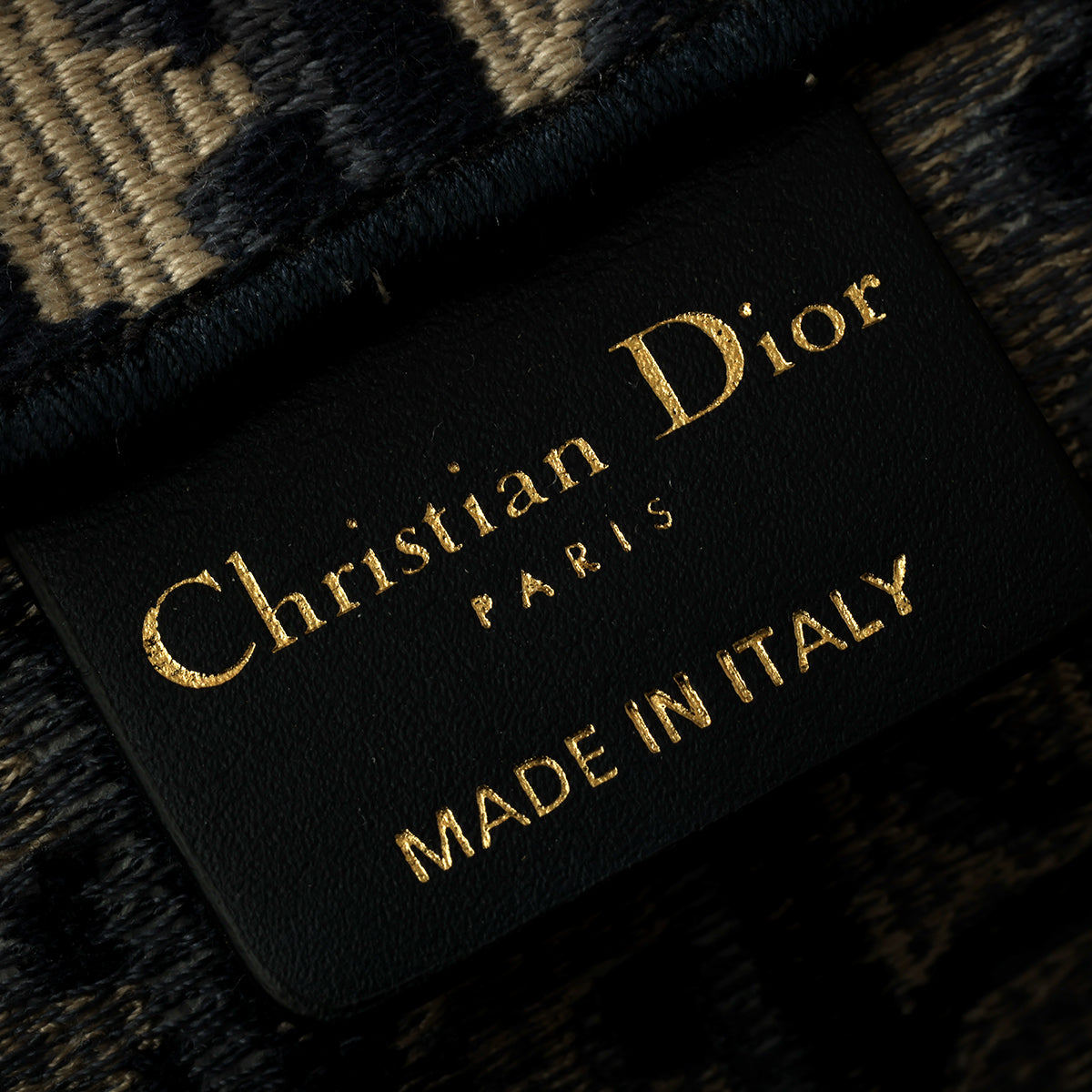 Ecru and Blue Dior Oblique Embroidery Large Book Tote Bag