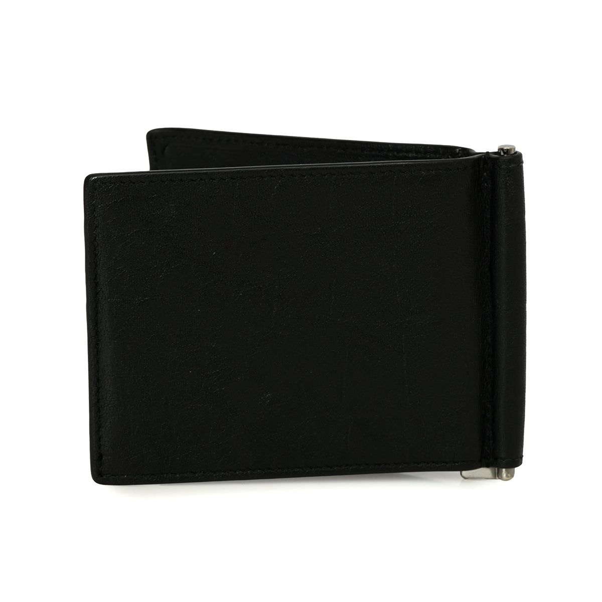 Paris  Black Croc Embossed Leather Bifold Money Clip