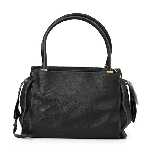 Black Leather Medium Dree Tote Bag