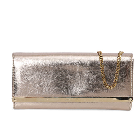 Metallic Grey Patent Leather Maia Clutch Bag One size
