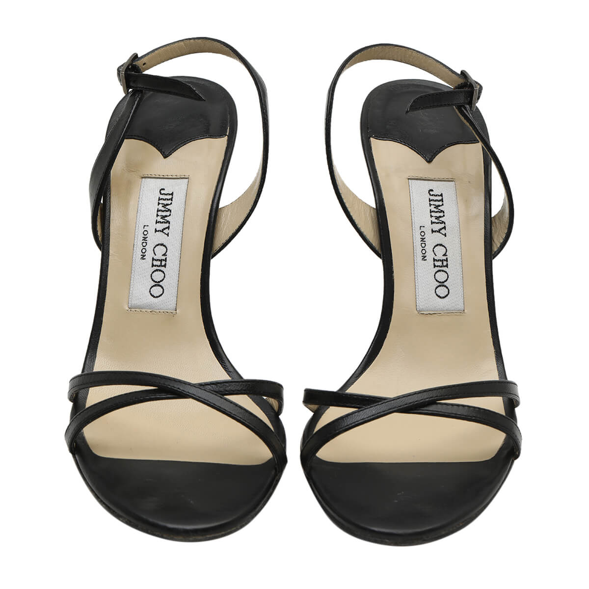 Black Jasmin Strappy Satin Sandals Formal Shoes/Size 35.5
