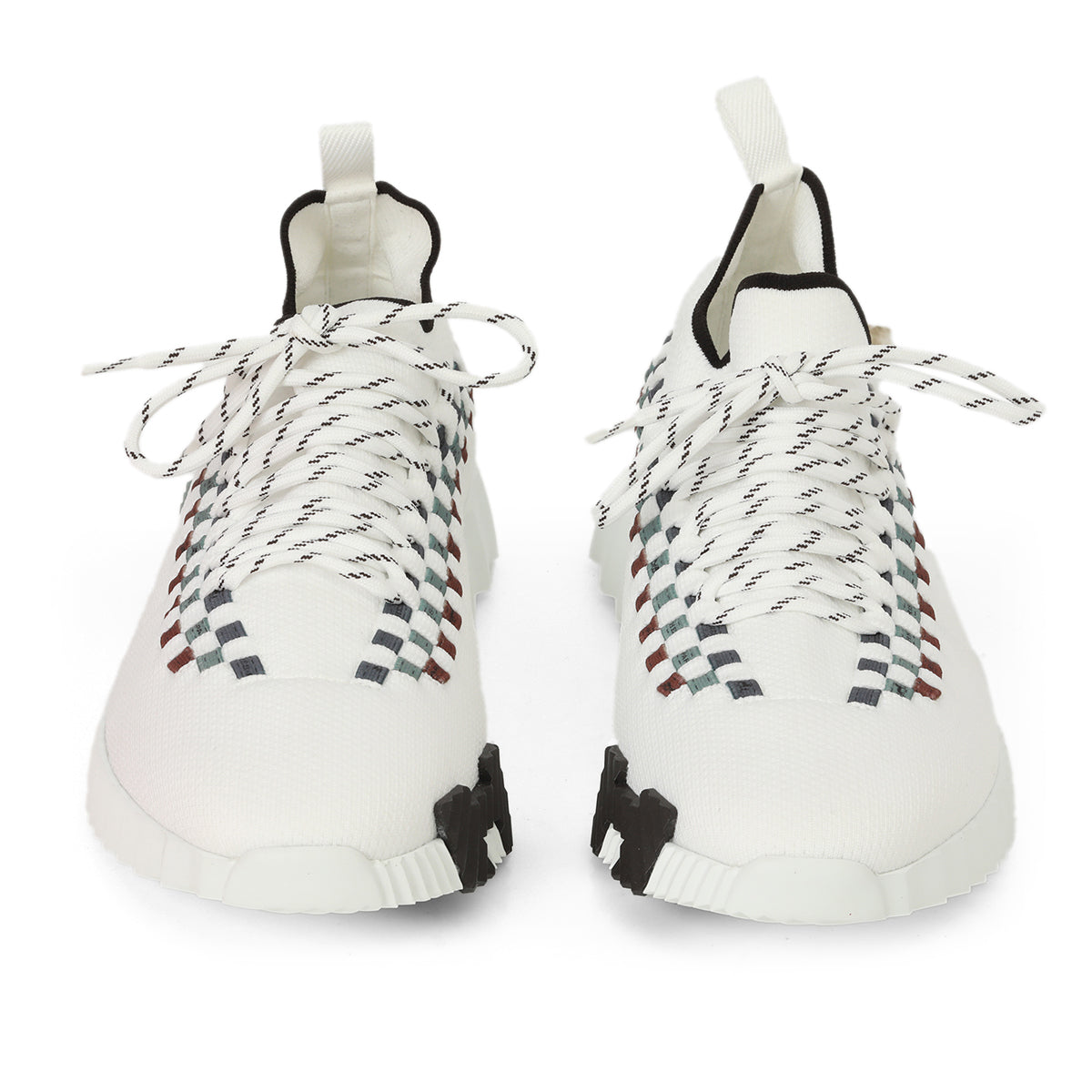 White Knit Fabric Flex Sneakers - 41.5