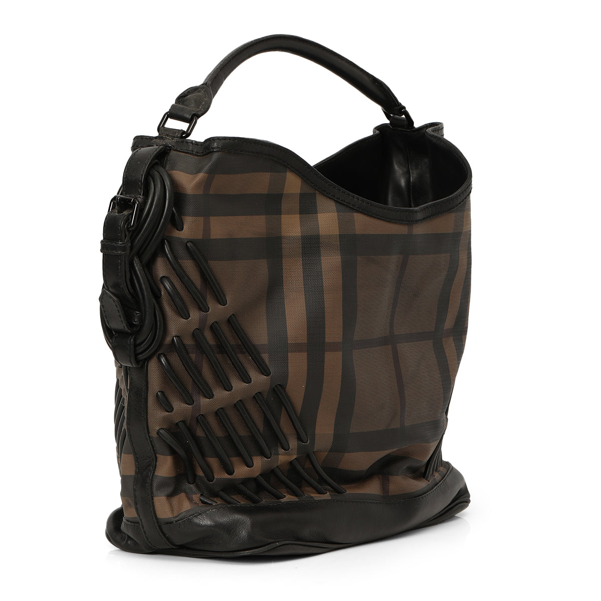 Smoked Check Cable Knots Bag Large
